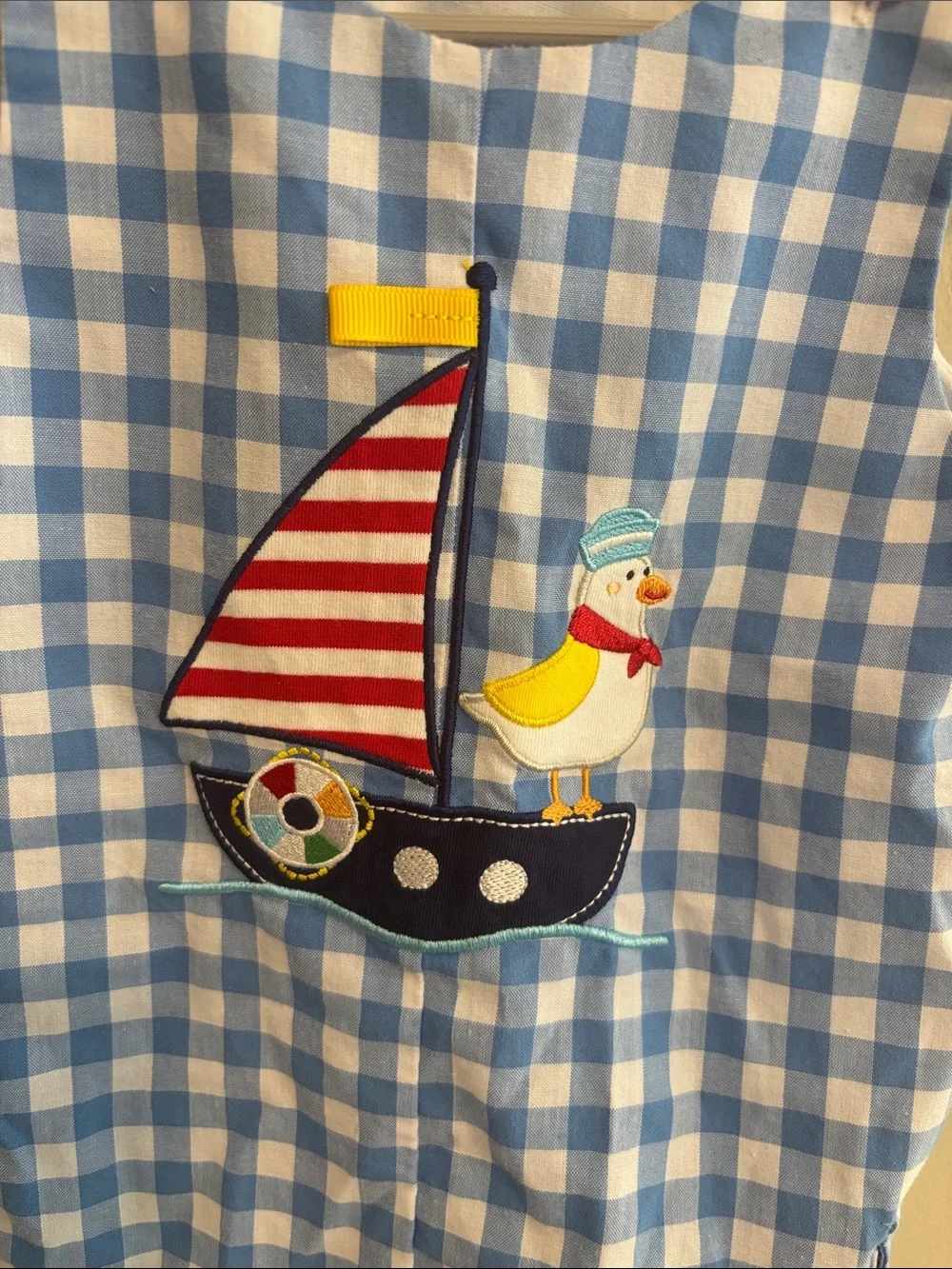 Good Lad Baby Boy Jon Jon Romper 18 Months Blue Gingham Sailboat Duck Nautical